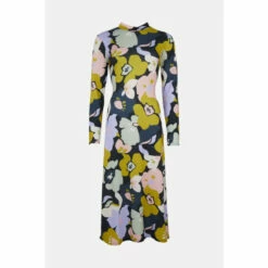 Oasis Large Floral Print Jersey Funnel Neck Midi Dress For Female -Oasis Sales Store unnamed file 3541
