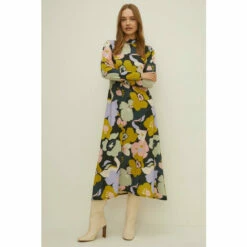 Oasis Large Floral Print Jersey Funnel Neck Midi Dress For Female -Oasis Sales Store unnamed file 3542