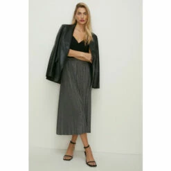 Oasis Shimmer Pleated Midi Skirt For Female