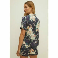 Oasis Navy Floral Satin Short Sleeve Pj Set For Female -Oasis Sales Store unnamed file 3555