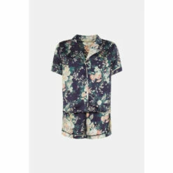 Oasis Navy Floral Satin Short Sleeve Pj Set For Female -Oasis Sales Store unnamed file 3556