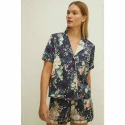 Oasis Navy Floral Satin Short Sleeve Pj Set For Female -Oasis Sales Store unnamed file 3557