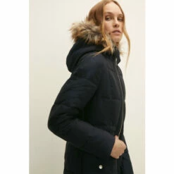 Oasis Pu Trimmed Cotton Sateen Maxi Coat For Female -Oasis Sales Store unnamed file 356