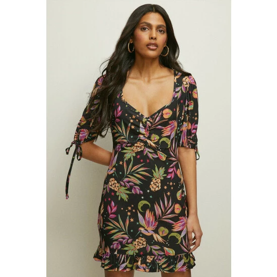 Oasis Tropical Bird Print Sweetheart Mini Dress For Female 7 Oasis Tropical Bird Print Sweetheart Mini Dress For Female - Image 5