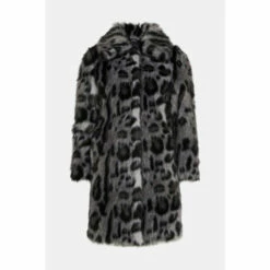 Oasis Collared Longline Animal Faux Fur Coat For Female -Oasis Sales Store unnamed file 360