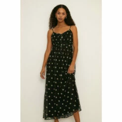 Oasis Dobby Mesh Polka Dot Midi Dress For Female