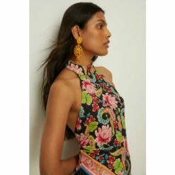 Oasis High Neck Paisley Placement Print Midi Dress For Female -Oasis Sales Store unnamed file 3657