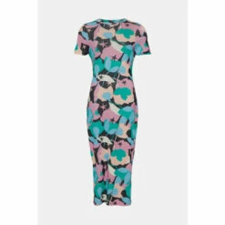 Oasis Abstract Printed Mesh Midi T-shirt Dress For Female -Oasis Sales Store unnamed file 3665