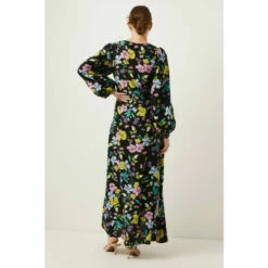 Oasis Neon Floral Printed V Neck Ruched Midi Dress For Female -Oasis Sales Store unnamed file 3682