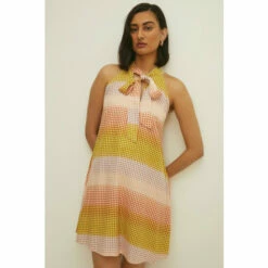 Oasis Printed Bow Dress For Female
