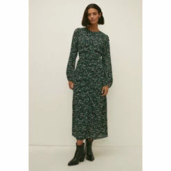 Oasis Ruched Front Long Sleeve Floral Midi Dress For Female -Oasis Sales Store unnamed file 3697