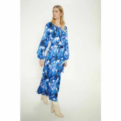 Oasis Abstract Batwing Pleated Midi Dress For Female