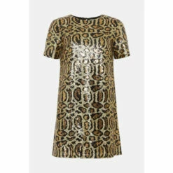 Oasis Animal Sequin Short Sleeve T-shirt Mini Dress For Female -Oasis Sales Store unnamed file 3724