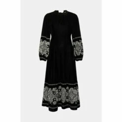 Oasis Rachel Stevens Embroidered Velvet Midi Dress For Female -Oasis Sales Store unnamed file 3735