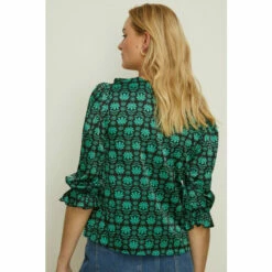 Oasis Geo Floral Ruffle Tie Front Blouse For Female -Oasis Sales Store unnamed file 3755