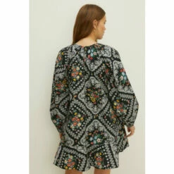 Oasis Tie Floral Print Puff Sleeve Smock Dress For Female -Oasis Sales Store unnamed file 3760