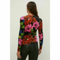 Oasis Floral Velvet Ruched Front Top For Female -Oasis Sales Store unnamed file 3765