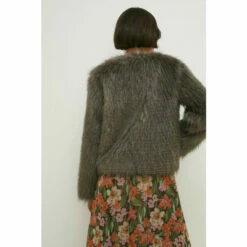 Oasis Petite Stripe Faux Fur Collarless Coat For Female -Oasis Sales Store unnamed file 378