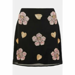 Oasis Beaded Floral Heart Aline Skirt For Female -Oasis Sales Store unnamed file 3781