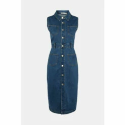 Oasis Sleeveless 4 Pocket Denim Midi Dress For Female -Oasis Sales Store unnamed file 3814