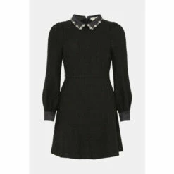 Oasis Tweed Embellished Collared Mini Dress For Female -Oasis Sales Store unnamed file 3831
