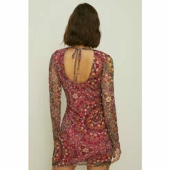 Oasis Mosaic Mesh Tie Back Mini Dress For Female -Oasis Sales Store unnamed file 3867