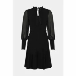 Oasis Belted Chiffon Blouson Sleeve Knitted Dress For Female -Oasis Sales Store unnamed file 3905