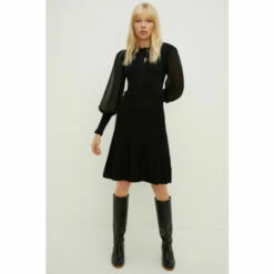 Oasis Belted Chiffon Blouson Sleeve Knitted Dress For Female -Oasis Sales Store unnamed file 3906
