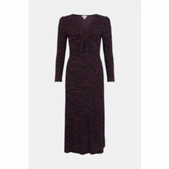 Oasis Space Dyed Rib V Neck Keyhole Midi Dress For Female -Oasis Sales Store unnamed file 3916