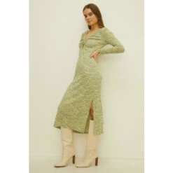Oasis Space Dyed Rib V Neck Keyhole Midi Dress For Female -Oasis Sales Store unnamed file 3918