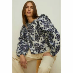 Oasis Floral Woven Mix Frill Detail Sweatshirt For Female