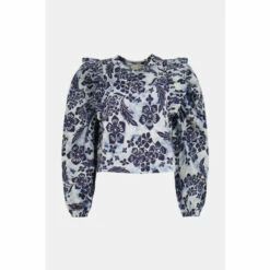 Oasis Floral Woven Mix Frill Detail Sweatshirt For Female -Oasis Sales Store unnamed file 3929
