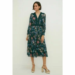 Oasis Floral Dobby Chiffon Lace V Neck Midi Dress For Female -Oasis Sales Store unnamed file 3970