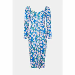 Oasis Petite Printed Floral Puff Sleeve Midi Dress For Female -Oasis Sales Store unnamed file 3983