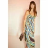 Oasis Abstract Sequin Stripe Cross Neck Strappy Midi Dress For Female