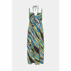 Oasis Abstract Sequin Stripe Cross Neck Strappy Midi Dress For Female -Oasis Sales Store unnamed file 3988