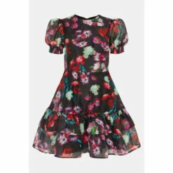 Oasis Petite Painted Floral Keyhole Organza Dress For Female -Oasis Sales Store unnamed file 4012