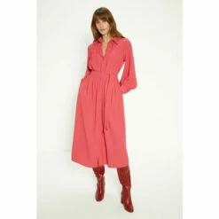 Oasis Petite Crepe Pin-tuck Belted Shirt Dress For Female -Oasis Sales Store unnamed file 4034