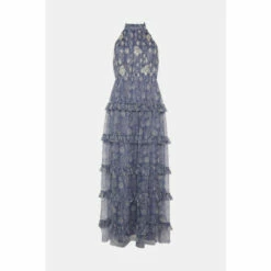 Oasis Sketchy Floral Sequin Halter Mesh Maxi Dress For Female -Oasis Sales Store unnamed file 4049