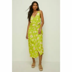 Oasis Silhouette Floral Print Ruched Front Dress For Female