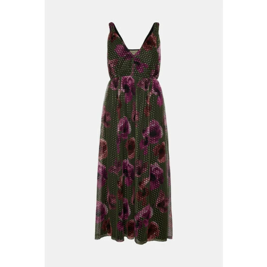 Oasis Petite Dobby Mesh Floral Knot Midi Dress For Female 6 Oasis Petite Dobby Mesh Floral Knot Midi Dress For Female - Image 4