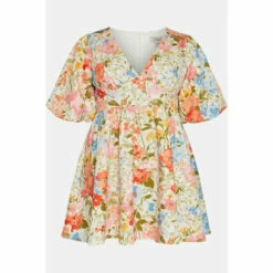 Oasis Plus Size Floral Scuba Puff Sleeve Skater Dress For Female -Oasis Sales Store unnamed file 4101