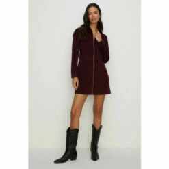 Oasis Cord Long Sleeved Zip Through Mini Dress For Female -Oasis Sales Store unnamed file 4109