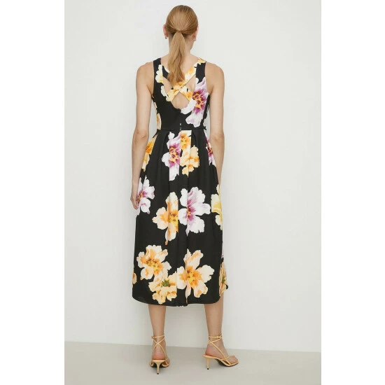 Oasis Large Floral Cross Back Scuba Midi Dress For Female 5 Oasis Large Floral Cross Back Scuba Midi Dress For Female - Image 3