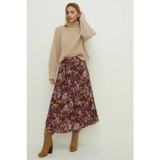 Oasis Berry Floral Printed Pleated Midi Skirt For Female 7 Oasis Berry Floral Printed Pleated Midi Skirt For Female - Image 5