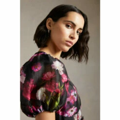 Oasis Floral Striped Organza Pleated Midi Dress For Female -Oasis Sales Store unnamed file 4148