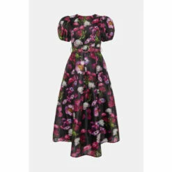 Oasis Floral Striped Organza Pleated Midi Dress For Female -Oasis Sales Store unnamed file 4150