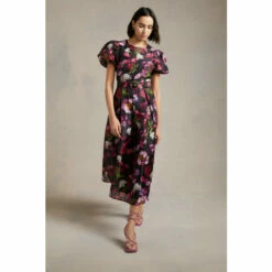 Oasis Floral Striped Organza Pleated Midi Dress For Female -Oasis Sales Store unnamed file 4151