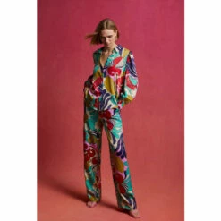 Oasis Swirl Printed Button Through Satin Shirt For Female