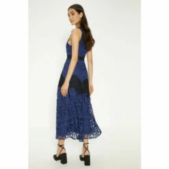 Oasis Premium Lace Halter Neck Contrast Panel Midi Dress For Female -Oasis Sales Store unnamed file 4190